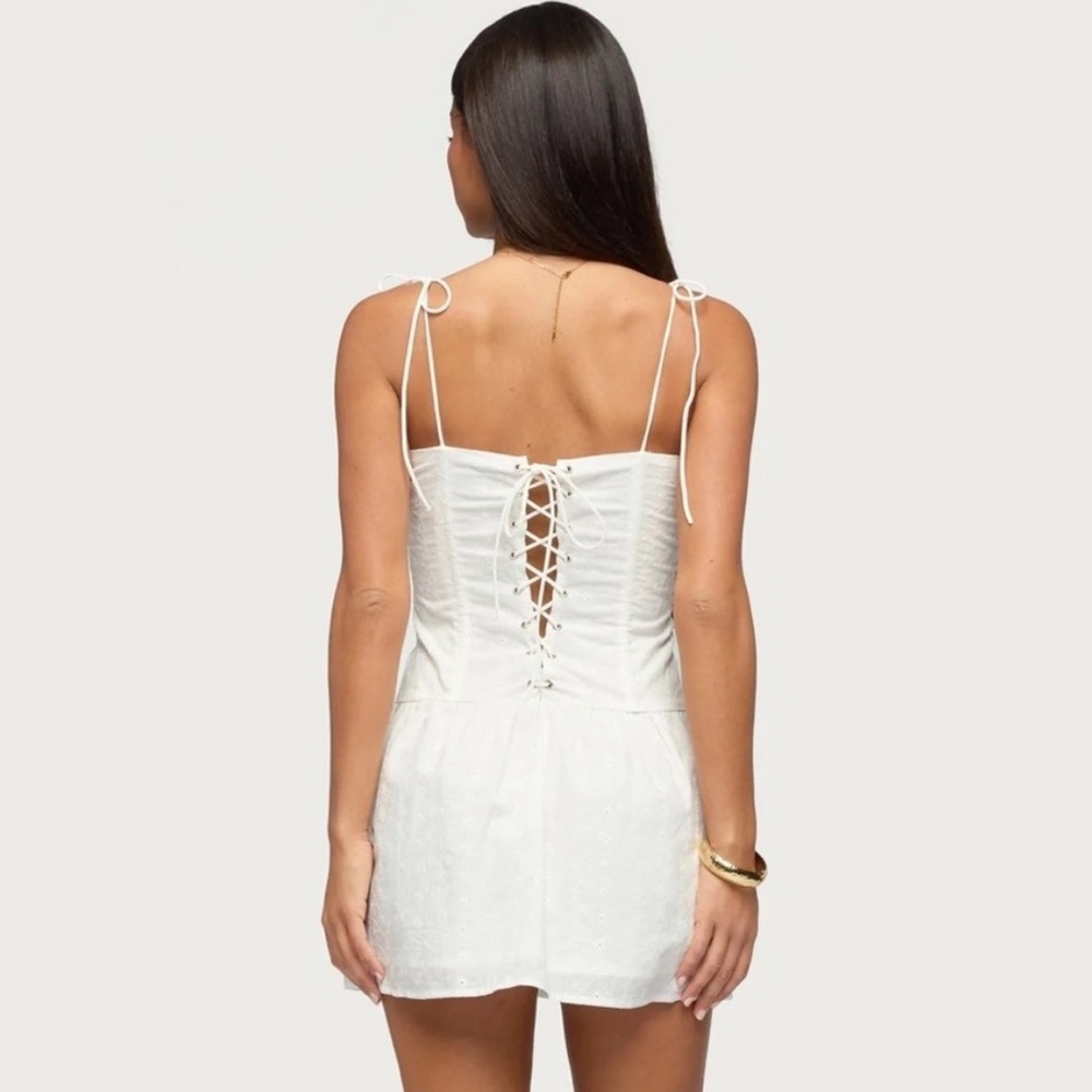 EDIKTED Kaira White Eyelet Mini Dress - Picture 9 of 9